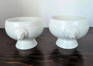 Blanc de Table BIA Lion Head Bowl 14 oz White Ceramic French Oven Microwave Safe - Picture 1 of 7