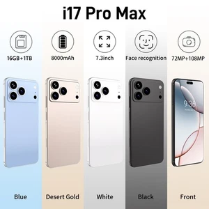 NEW i17 Pro Max 16+1TB 8000mAh 7.3-inch 5G Android Phone Global Unlock Dual SIM - Picture 1 of 20