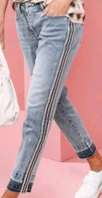 Rick Cardona 7/8 Jeans Gr.44 Pailletten Galonstreifen Athleisure Style - Bild 1 von 4