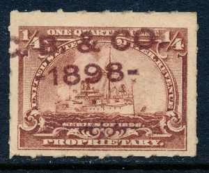 US Revenue Stamp Battleship RB21 Cutler Bros & Co. 1898 cancel, Boston - Picture 1 of 4