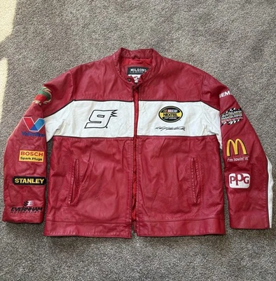 Chaqueta de cuero Kasey Kahne Wilson’s Dodge Nascar Chase Authentics #9 talla XL Foto 1 de 4