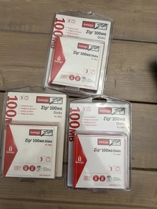 New Sealed - iomega Zip 100MB Disks - Pack Of 3/3 Disks Each (PC/Mac) 9 TOTAL - Photo 1/5
