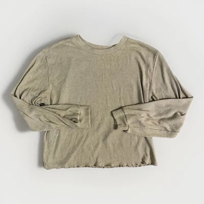 BB Dakota XXL Coffee Brown Ribbed Long Sleeve Waffle Knit Top Lightweight - Image 1 of 4