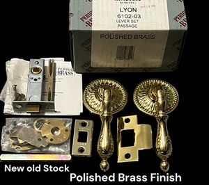 Period Brass 61023-03 Passage Door Lever Set Pair Polished Brass Finish NOS - Picture 1 of 6