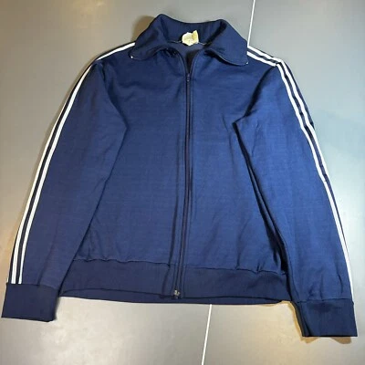 Jaqueta de treino Adidas Ventex vintage anos 70-80 grande zíper completo azul - Imagem 1 de 4