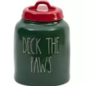 Rae Dunn Ceramic Deck the Paws X-Large Canister with Lid 8” x 6” NEW - Picture 1 of 2