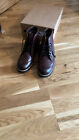Original Penguin Lace up Creasy Brogue Ankle Boots in Red Leather