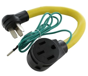 50 Amp NEMA 10-50P to NEMA 14-50R Flexible RV Plug Adapter by AC WORKS® - Picture 1 of 6