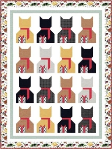 Feline Drive Fabric BEARING GIFTS Cat Quilt Wendy Sheppard Paper Pattern - Picture 1 of 7
