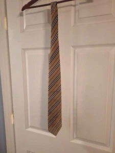 BURBERRY Beige Striped Silk LUXURY Tie ITALY - Picture 1 of 9
