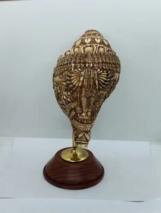 Obra maestra tallada a mano caracola ritual hindú concha Vishwaroopa Virata rupa, VO - Imagen 1 de 7