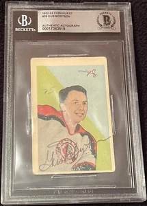 Gus Mortson Signed 1952-53 Parkhurst Card #39 Blackhawks Beckett Authentic - Picture 1 of 2