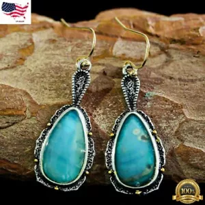 Fashion 925 Silver Dangle Drop Earrings Hook Women Turquoise Jewelry Ear Gifts - Picture 1 of 5