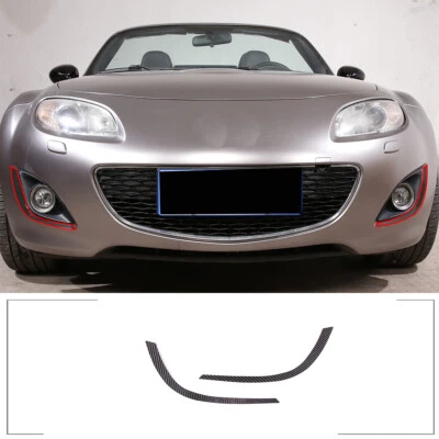 Carbon Fiber Front Fog Light Eyebrow Strip Trim For Mazda MX-5 Miata NC 2009-14 - Image 1 of 4