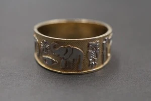 Anillo de banda de la suerte de dos tonos de oro amarillo sólido de 10 K de 9,3 mm buena suerte. Talla 8,5 - Imagen 1 de 7
