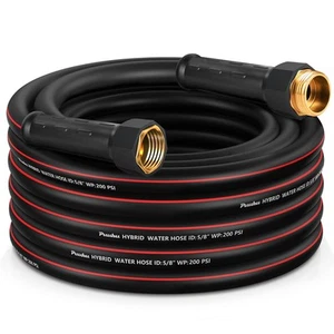 Garden Hose 5/8" x 25ft, NON-EXPANDABLE with Extra 5ft Heavy Duty Premium Fle... - Picture 1 of 7