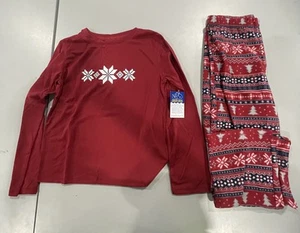 CUDDL DUDS KIDS 2 PIECE PAJAMAS SET - SIZE: YOUTH M(8) - RED - Picture 1 of 5