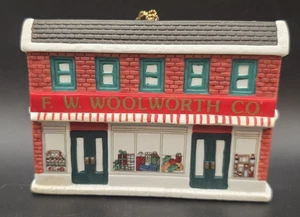 Vintage F. W. Woolworth Company Storefront Christmas Ornament Ceramic - Picture 1 of 13