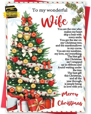 浪漫圣诞卡妻子丈夫,甜蜜妻子圣诞卡礼物 f — 第 1/4 张图片