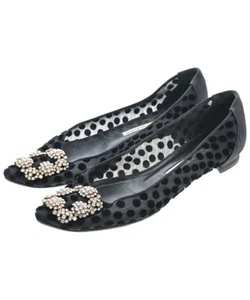 MANOLO BLAHNIK Flat Shoes Women's Size 36.5 Black - Picture 1 of 8