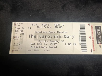 The Carolina Opry Ticket Stub September 14th 2019 Myrtle Beach SC - Image 1 of 4