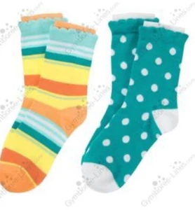 NWT GYMBOREE SUNNY CITRUS STRIPED POLKA DOT 2 PACK SOCKS Size L - Picture 1 of 4