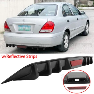 For Nissan Sentra Sedan 6 Shark Fins Rear Diffuser Bumper Spoiler Lip Splitter — 第 1/4 张图片