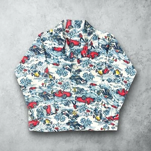 Vintage 50s Car Automobile Novelty Print Button Up Shirt Boy's Youth - Picture 1 of 8