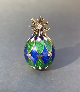 Rare Van Cleef & Arpels 18K YG Diamond Enamel Egg Charm Pendant - Picture 1 of 6