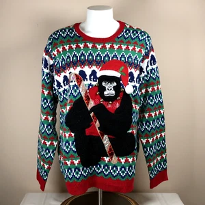 Ugly Christmas Sweater Gorilla Candy Cane Jingle Bells 2XL - Picture 1 of 5