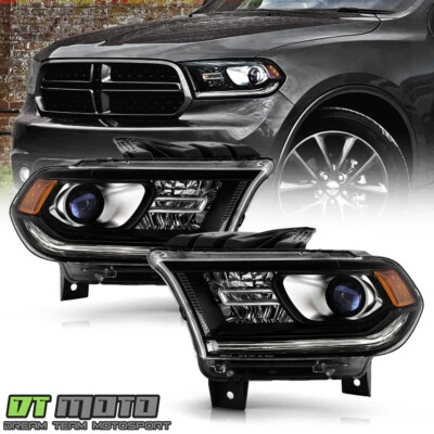 For 2014-2017 Dodge Durango Black Trim Halogen w/o LED DRL Projector Headlights - Image 1 of 4