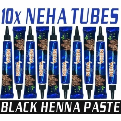 10x Conos de henna naturales negros tatuaje temporal arte corporal tinta herbal Mehandi Neha Foto 1 de 4