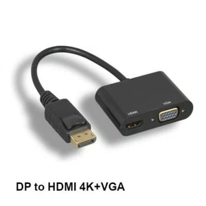 Kentek Displayport 1.2 Male to HDMI 4kx2k 30Hz/VGA 1920x1200 60Hz Female Adapter - Picture 1 of 2