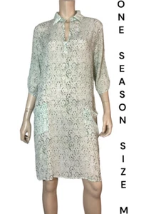 🌻ONE SEASON AUSTRALIA SIZE M GREEN WHITE PRINT LIGHT CREPE SHIFT DRESS - Bild 1 von 10