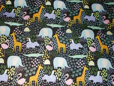 BTY Alex. Henry HARMONY Animals on Black Print 100% Cotton Quilt Fabric YARD - Image 1 of 2