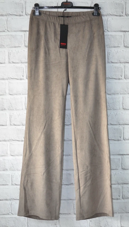 Minx  Gr 38 Hose in Veloursleder Optik  FLARED DUCAN  dunkles Taupe NEU  - Bild 1 von 1
