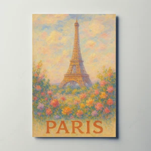 Paris Eiffel Tower Floral Pastel Art Poster Poster - Picture 1 of 20
