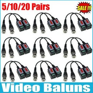 5-20 Pairs CCTV Camera Passive Video Balun BNC Connector Coaxial Cable Adapter - Picture 1 of 7