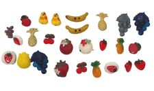 Lot of 26 Vintage Plastic Fruit Buttons Bananas Grapes Strawberries & More