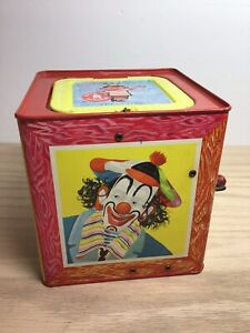 Vintage 1953 Metal “Matty Mattel” Pop Up Clown Jack-In-The-Box Music Box