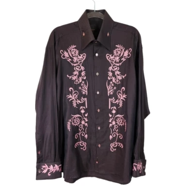 AXXESS HIGH COLLAR EMBROIDERED SHIRT - Image 1 of 4