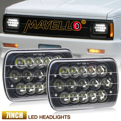 Pair For 1982-93 Chevy S10 Blazer GMC S15 7X6" 5X7" LED Headlights Hi-Lo Black - Image 1 of 4