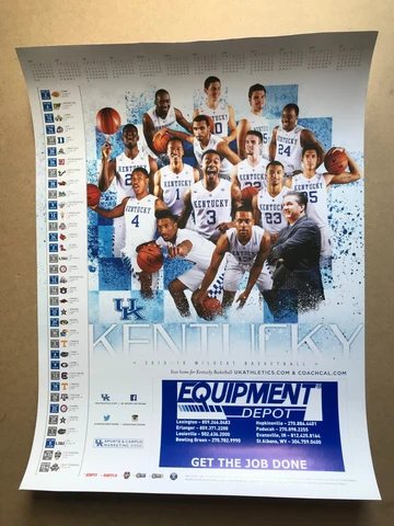 2015-16 University of Kentucky Wildcats UK Basketball Poster/Schedule Cover