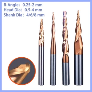 CNC Lathe Milling Cutter Ball Nose Drill Bit 2 Flutes Tungsten Steel End Mill - Picture 1 of 7