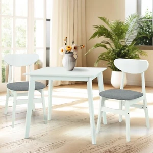 Dining Room Set of 2 Yumiko Chairs and Square Dining Table , White Color - Picture 1 of 5