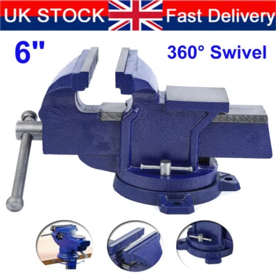 6" Heavy Duty Engineer Vice Vise Swivel Base Workshop Clamp Jaw Work Bench Table