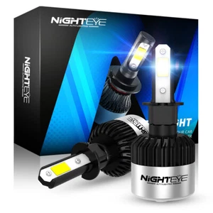 Pair NIGHTEYE 72W H3 LED Headlight Bulb Lamp Conversion Kit 9000LM High Low Beam - Picture 1 of 12