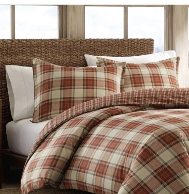 NIP Eddie Bauer Edgewood Plaid Red Down Alternative Full/Queen Comforter Set 3pc - Image 1 of 4