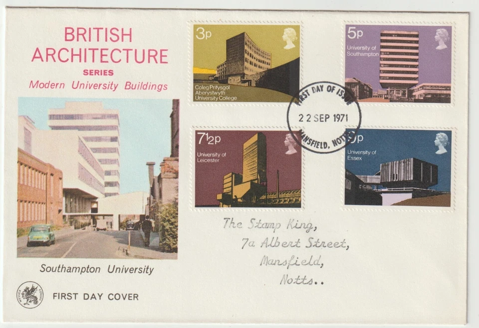 22/9/1971 UK GB FDC - Universities - Southampton University - Mansfield FDI P/M - Image 1 of 2
