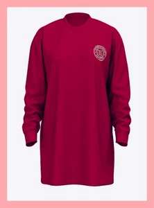 Victoria's Secret Soft Cotton Long Sleeve Bling Logo Sleepshirt Ruby Red XS/S - Picture 1 of 4